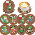 Clendo 8 PCS Coffee Frog Diamond Art Coaster Kits by Clendo