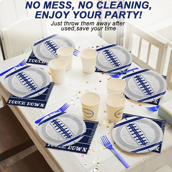Qyeahkj 25 Guests Cowboys Football Party Plates and Napkins Supplies American - Image 7