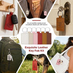 30 Pcs Leather Key Fob Kit, 6 Colors Leather Keychain Blanks, Rectangular PU - Image 7
