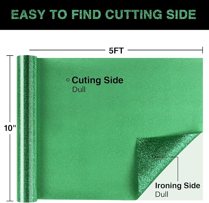 Green Glitter HTV Heat Transfer Vinyl Roll 12inch x 5 ft - Image 2