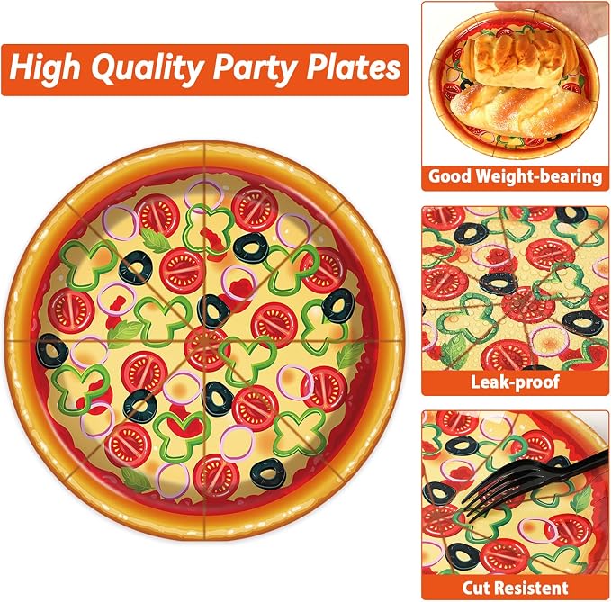 50 Guests Pizza Plates and Napkins Party Supplies Pizza Birthday Party - Image 3