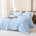 Andency Light Blue Comforter Set Full Size, Boho Soft Warm Tufted Neutral - Image 2