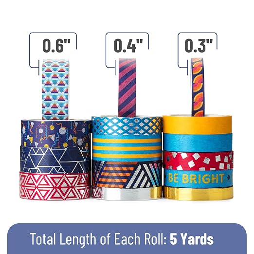 Mr. Pen- Washi Tape Set, 15 Rolls, Metallic Foil | 5 Yards/Roll, Washi Tape - Image 4
