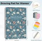 4 Pack Sketch Book, 5.5 x 8.5 Inch Sketchbook, 68lb/100gsm Top Spiral Bound - Image 3