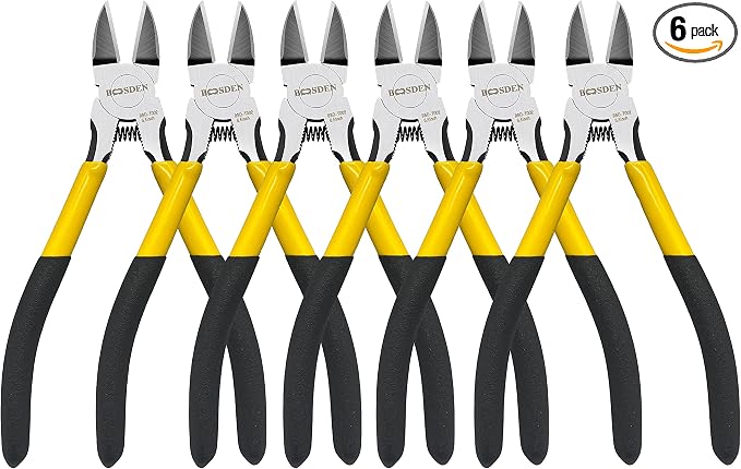 Wire Cutters, 6 Pack, BOOSDEN 6.5" Flush Cutters Spring Loaded Pliers Side by BOOSDENMakingYourLifeEeasier