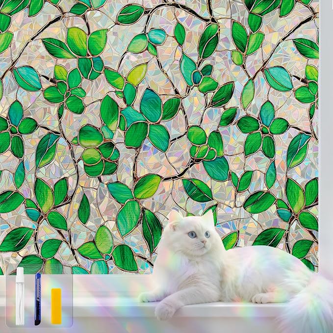 Stained Glass Window Privacy Film Decorative Rainbow Static Clings – Ideal by QHYsunshine