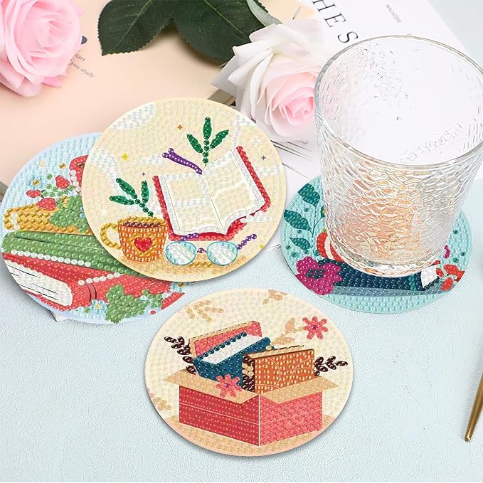 8 Pcs Book Diamond Art Coasters Kit - Image 6