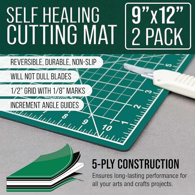 U.S. Art Supply 9" x 12" Self-Healing Cutting Mat 5-Ply - Image 2
