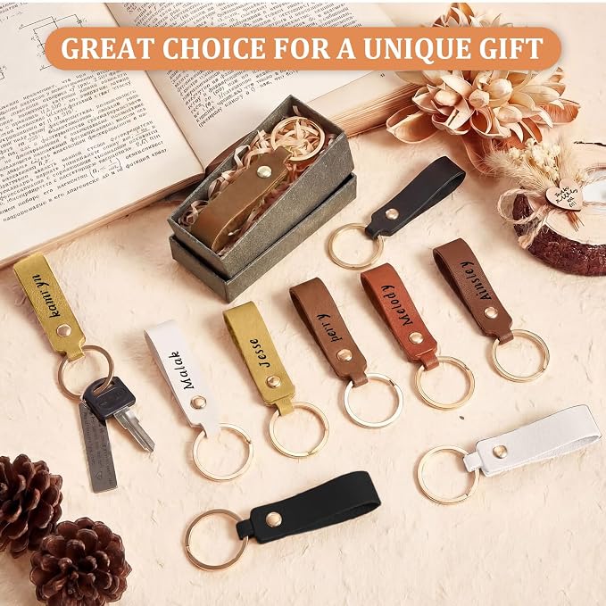 Wavyknot 100 Pcs PU Leather Keychain Blanks Bulk Laser Engraving Blanks - Image 4