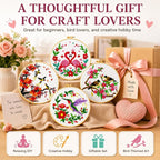 Zhenqing 4 Bird Circle Cross Stitch Kit 11CT Pre-Printed Floral Bird Embroidery - Image 10