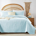 WURUIBO Sky Blue Quilt Set King/Cal King Size, Embossing Microfiber Bedspreads by WURUIBO