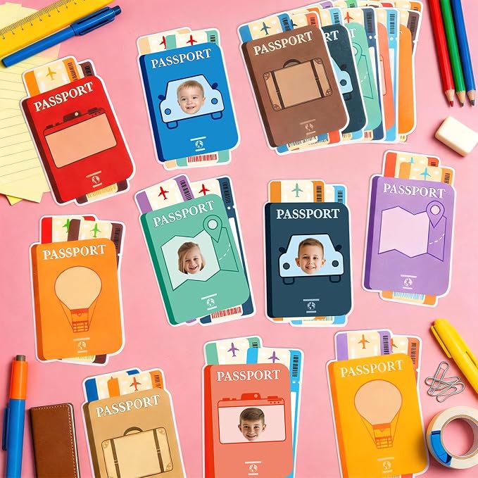 60pcs Passport DIY Cutouts Passport Bulletin Board Decoration Set World Travel - Image 4