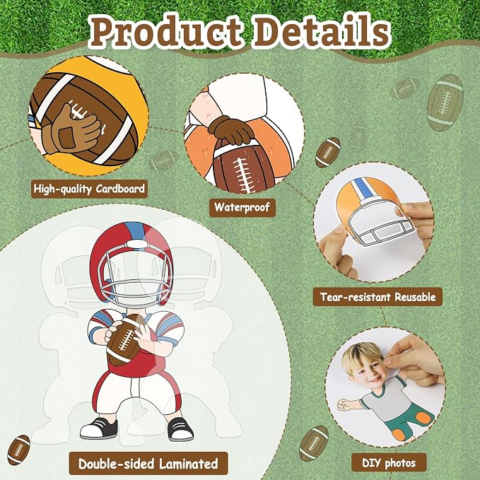 OBUSATT 60 Pcs Football Theme Cutouts Rugby Bulletin Board Decorations Sports - Image 3