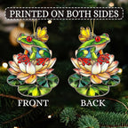 2D Flat Faux Stained Glass Frog Christmas Acrylic Ornament, Frog Ornaments - Image 7