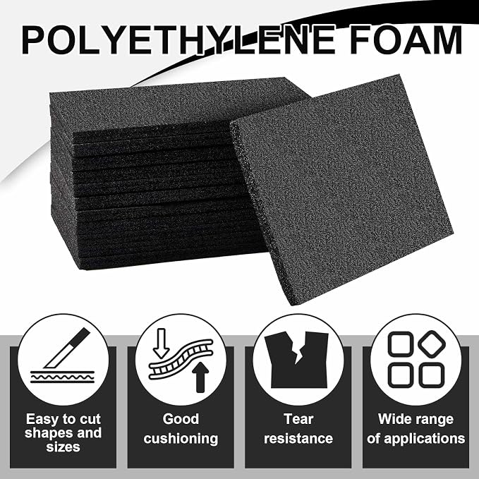 Frienda 48 Pcs 12" x 8" x 0.5" Polyethylene Foam Sheet Thick Black Packing Foam - Image 4