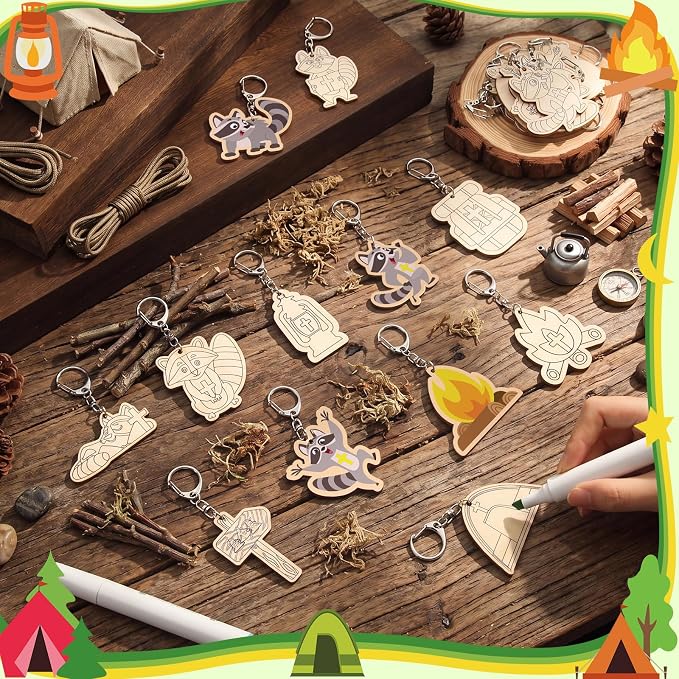 RattanView 24 Pcs Camp Craft Color Your Own Religious Camping Keychains DIY - Image 4