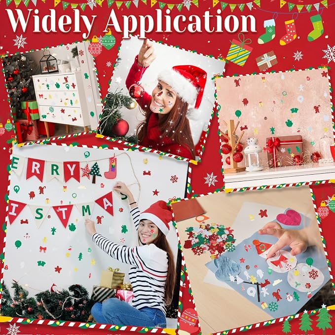 Coopay 600 Pcs Christmas Foam Stickers, Self-Adhesive Glitter Foam Stickers - Image 7