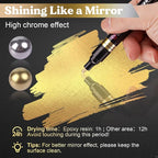 LET'S RESIN 6Pcs Mirror Chrome Markers, 3 Sizes Shiny Chrome Paint Pen - Image 4