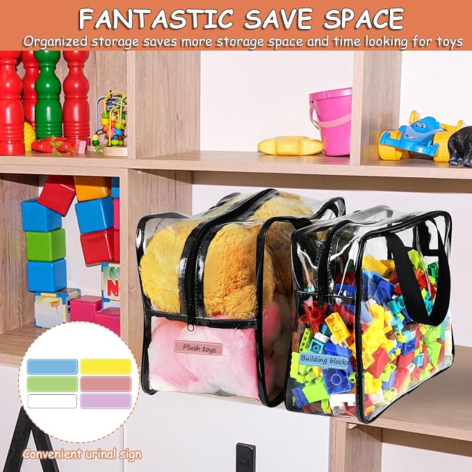 6 Packs Toy Storage Bags with Labels, Reusable Clear PVC Board Game Storage - Image 6