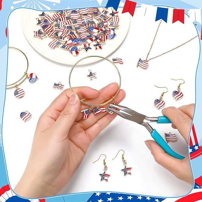SANNIX 90 Pcs American Flag Charms, Patriotic Enamel Charms - Image 5