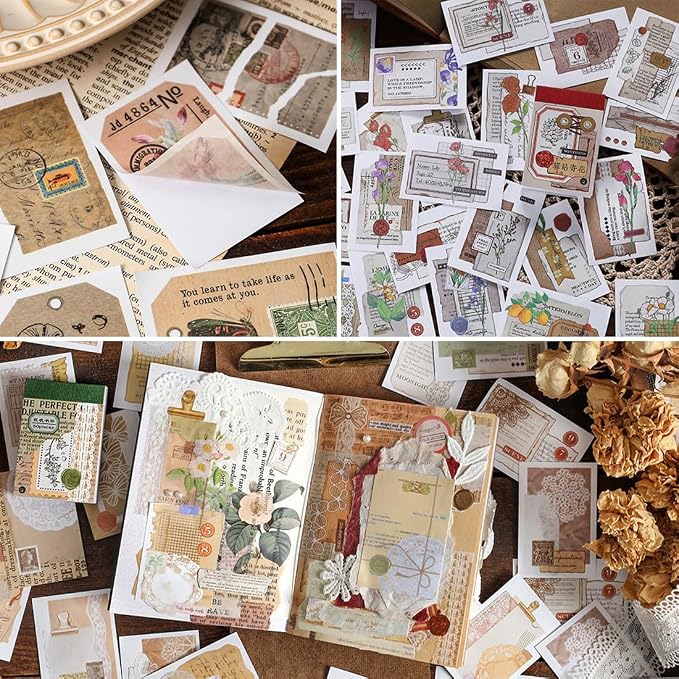 PRSTINCOL 6 Sets 300 Pcs Washi Stickers Book, Vintage Aesthetic Sticker Set - Image 5