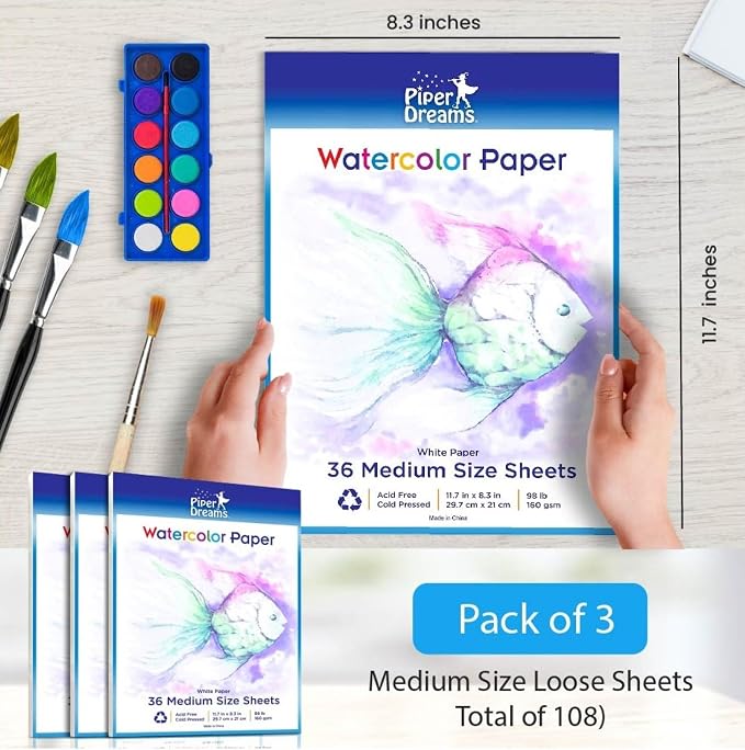 108 Sheets of Watercolor Paper. The Perfect Multipurpose Art Paper Including - Image 2