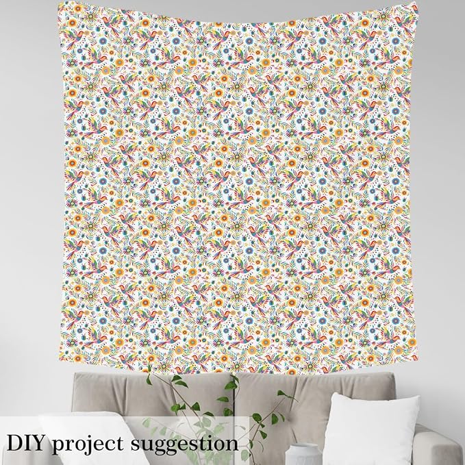 Feelyou Colorful Birds Outdoor Fabric by The Yard, Mexican Style Floral Leaves - Image 3