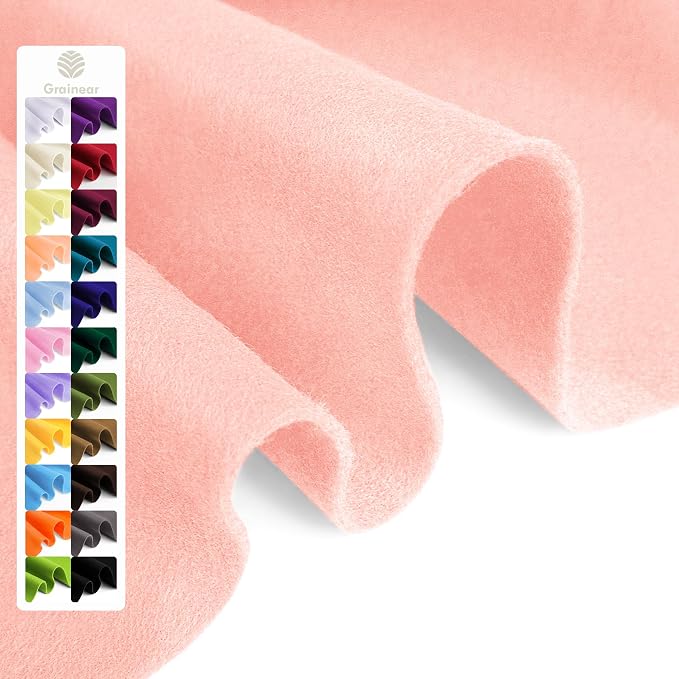 Peach Soft Felt Fabric Sheet 36" x 36", 1.6mm Thick, Premium Craft Felt by Grainear