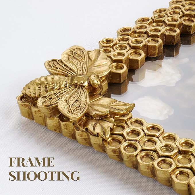 Cuspin 4x6 Gold Picture Frame, Vintage Honeycomb Decorative Resin Photo Frame - Image 4