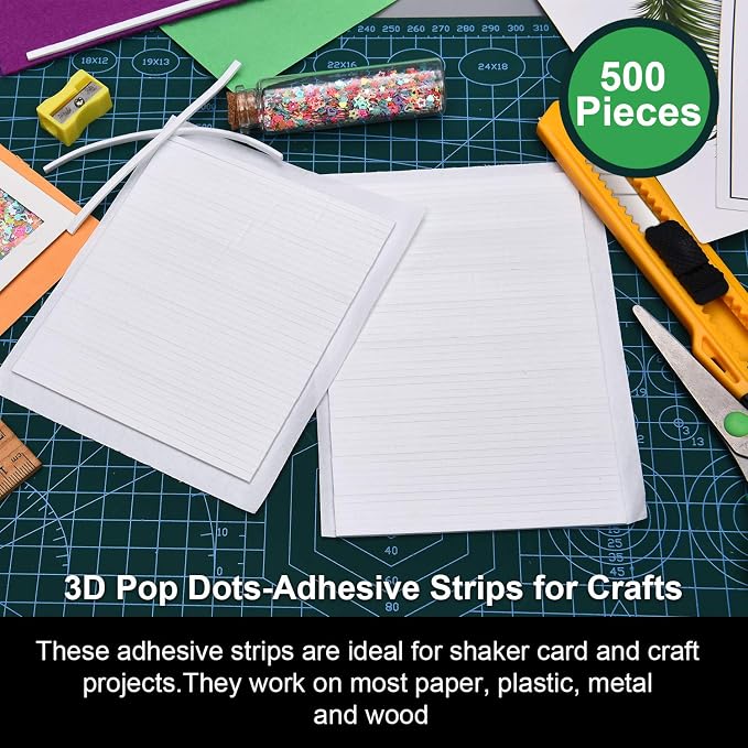 500 Pieces Double Sided Foam Strips, 3.9 in, Dual-Adhesive 3D Foam Tapes | Foam - Image 4