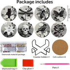 Clendo 8 Pcs Gothic Diamond Art Coasters Kit - Image 2
