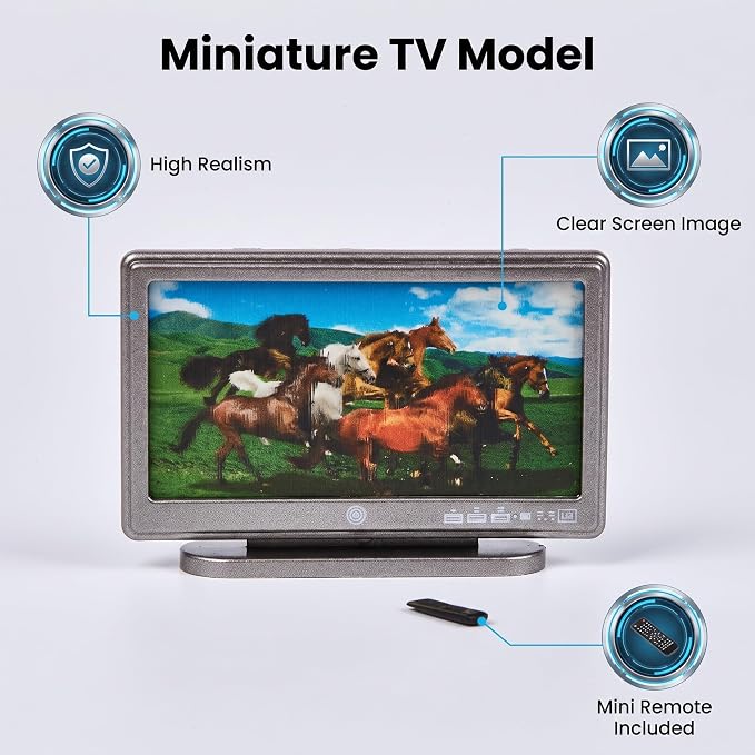1:12 Scale Miniature TV Set, Tiny Television Dollhouse Furniture Accessories - Image 6