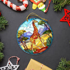Giraffe Christmas Ornament, Giraffe Faux Stained Glass Decor, Gift Exchange - Image 6