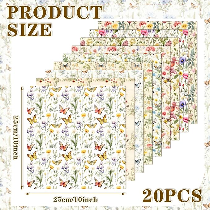 HunnmingRe 20 Pcs 10''x10'' Yellow Wildflower Quilting Fabric Square Romantic - Image 2