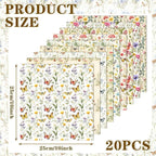 HunnmingRe 20 Pcs 10''x10'' Yellow Wildflower Quilting Fabric Square Romantic - Image 2