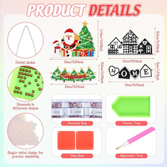 Cinnvoice 12 Pcs Summer Seasonal Diamond Art Hanging Ornament Kit - Image 3