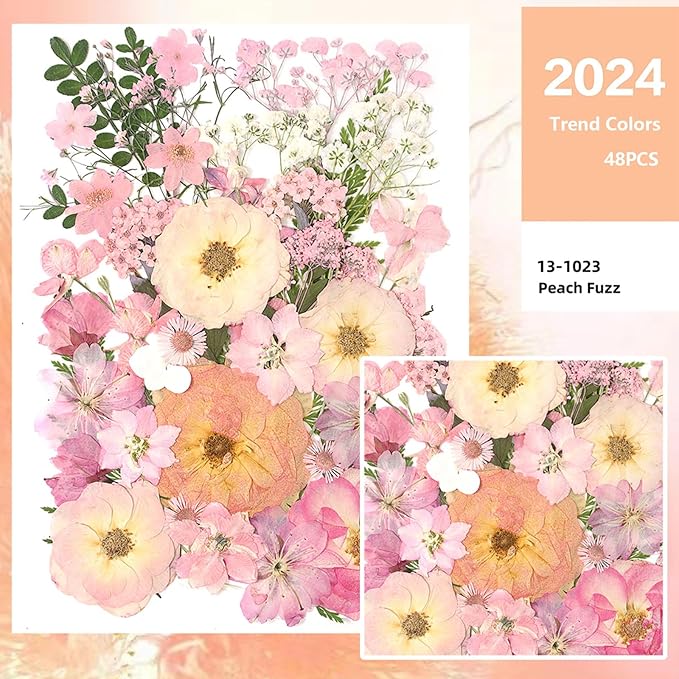 AHTONG 14 Types Pink Dried Pressed Flowers - Image 3