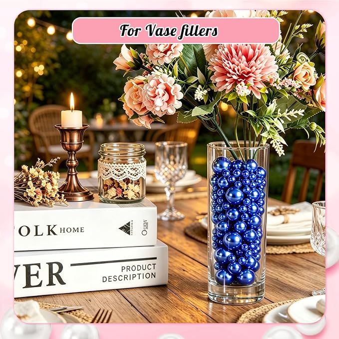 2000PCS Pearls for Crafting, RoyalBlue No Hole Beads for Centerpieces Vases - Image 5