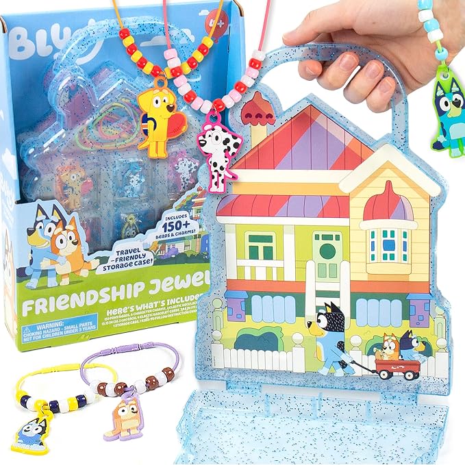 Bluey Friendship Jewelry, Create 4 Charm Bracelets & 2 Charm Necklaces by HorizonGroupUSA