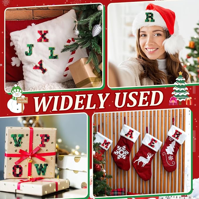 WILLBOND 52 Pcs Christmas Alphabet Patches Self Adhesive Letter Patches - Image 5