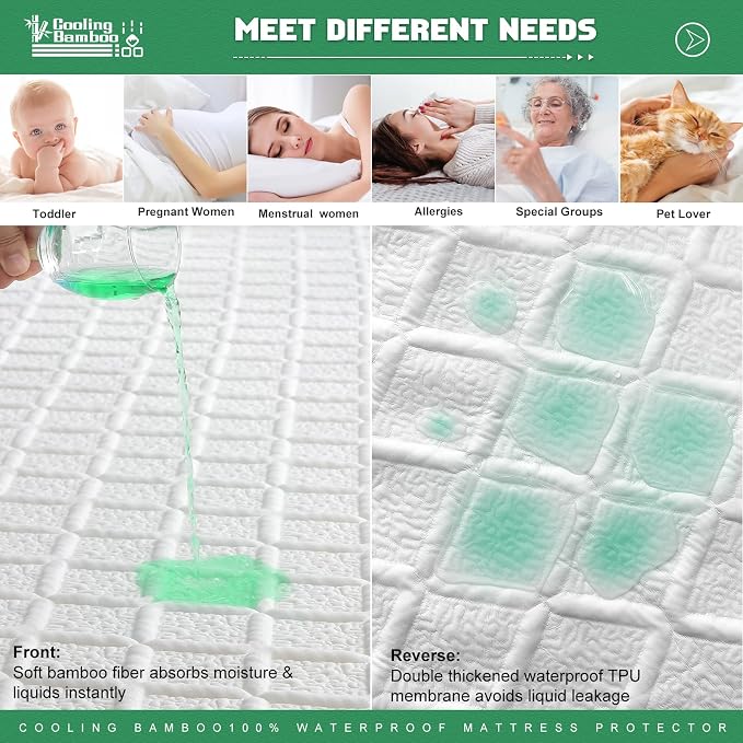 UNILIBRA Waterproof Twin Size Mattress Protector, 3D Air Rayon Made from Bamboo - Image 2