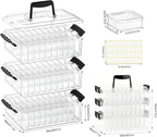 3-Tier Large Capacity Stackable Bead Organizer Box 90 Pcs, Portable Plastic - Image 2