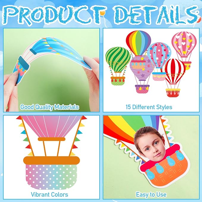 AUGSUN 60 Pcs Hot Air Balloon Bulletin Board Decorations Back to School - Image 2