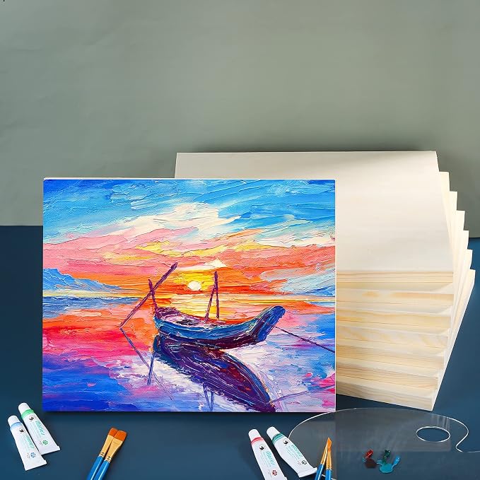 ADXCO 8 Pack Wood Panels 11 x 14 inch Wooden Canvas Board Unfinished Wooden - Image 6