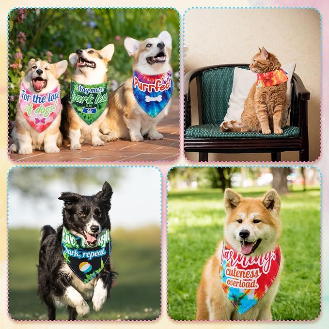 Sweetude 100 Pcs Tie Dye Dog Bandanas Bulk - Image 2