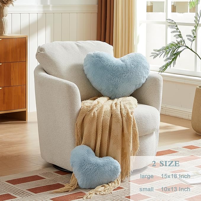 EastTree Heart Pillows, Light Blue Heart Shaped Pillows, Ultra Soft Extra-Large Fluffy Pillows, Love Throw Pillows Gifts, Women Girls Living Room Decor 15x18 Inch