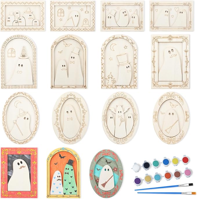 Simgoing 12 Set Wood Ghost DIY Frames Decorating Craft by Simgoing