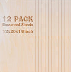 12 Pack Basswood Sheets 1/8x20x12 Inch, Unfinished Wood by Unknown