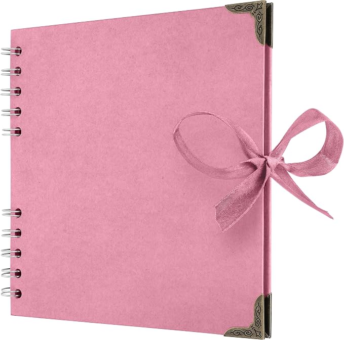 Bstorify Square Scrapbook Photo Albums 7 x 7 Inch Pink Thick Paper, Metal by Bstorify