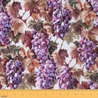 Grapes Fabric by The Yard, Village Grape Leaves Grapevine Soft Flannel by CastleFairy